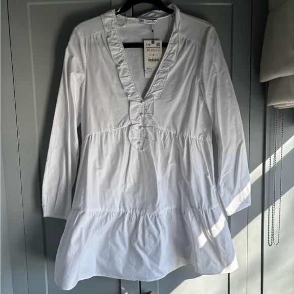Zara white tiered oxford dress - Picture 6 of 8